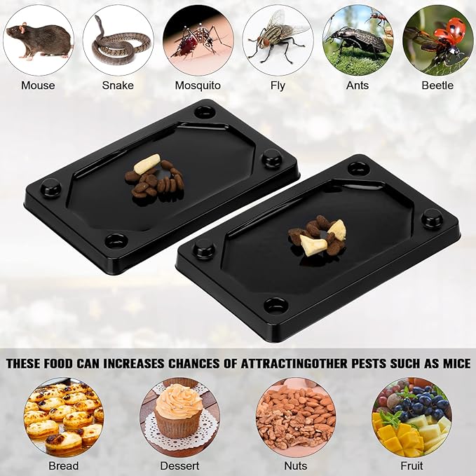 Qualirey 32 Pieces Mouse and Insect Glue Traps Baited Sticky Plastic Boards for House Rodents Heavier Adhesive Traps with Nontoxic Glue for Insects, Ready to Use, Pet Children Safe