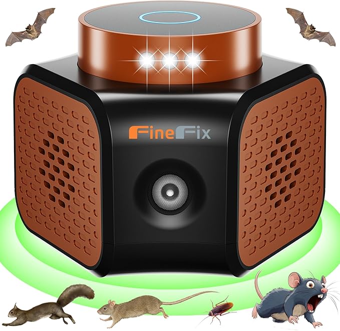 FineFix 360 Plug in Mouse Deterrent Ultrasonic Pest Repeller 4-Modes Best Thing to get rid of mice Repellent Indoor Mouseblocker for House Attic Garage Warehouse Rvs repelente ultrasonico de plagas