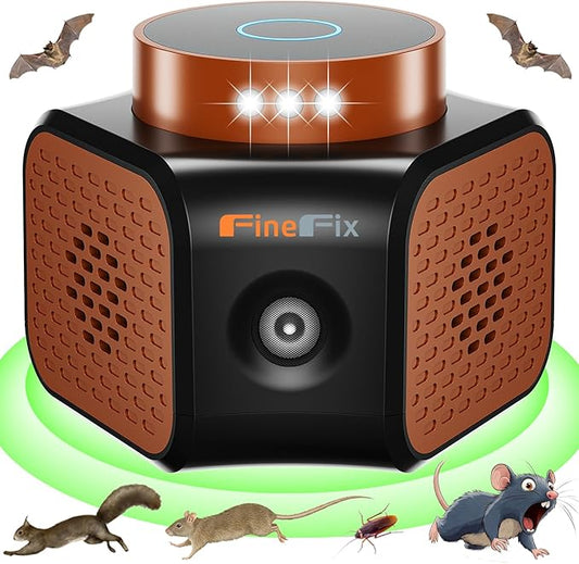 FineFix 360 Plug in Mouse Deterrent Ultrasonic Pest Repeller 4-Modes Best Thing to get rid of mice Repellent Indoor Mouseblocker for House Attic Garage Warehouse Rvs repelente ultrasonico de plagas