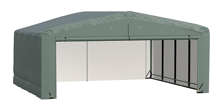 ShelterLogic ShelterTube Garage & Storage Shelter, 20' x 18' x 10' Heavy-Duty Steel Frame Wind and Snow-Load Rated Enclosure, Green