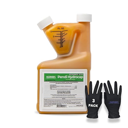 Pendi Hydrocap Weed Killer, Pre-Emergent Formula, Effective on 40+ Broadleaf Weeds and Grasses, No-Stain, Mixes Easily, Pet Safe, Includes 3-Pack of Agrisel Protective Gloves, 16 Ounces