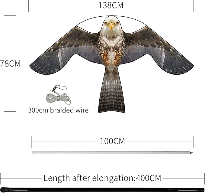eyijklzo Bird Scarer Flying Kite Crops Farm Flying Bird Hawk Flying Kite