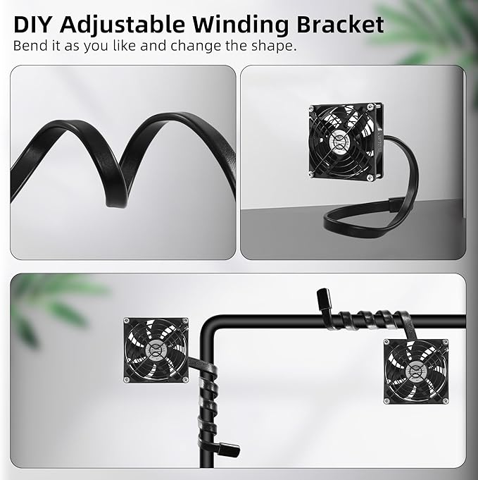 92mm 3.62" USB Cooling Fan 2000RPM with Flexible Gooseneck Holder and 5V to 12V USB Cable for Grow Tent, Desk, Camping, DIY Ventilation Cooling Project