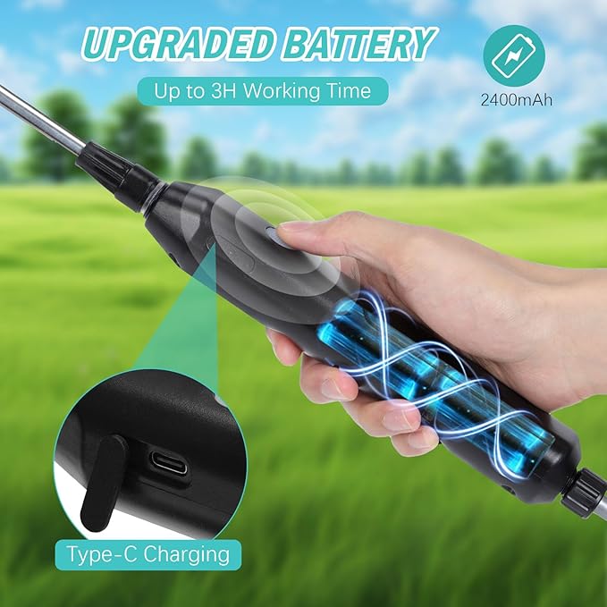Battery Powered Sprayer, 1.35 Gallon Electric Cordless Garden Sprayer with USB Rechargeable Handle, 3 Adjustable Mist Nozzles, Telescopic Wand, Adjustable Shoulder Strap for Lawn, Garden, Cleaning