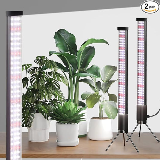 2-Pack, T10 Vertical Grow Light, 6000K Full Spectrum Desktop Plant Light 16.7",Hung or Stood, with 3 Modes & 5 Dimming Levels, Suitable Small & Medium Plants Indoors, Auto On Off Timing 4/8/12/18Hrs