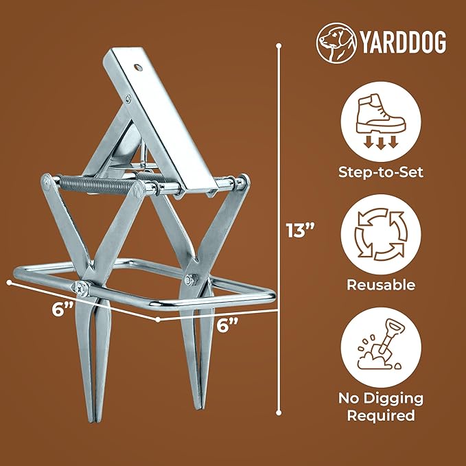 YARDDOG Mole Scissor Trap, Step-to-Set Ground Trap, Easy-to-Use Scissor Style Mole Eliminator, Multi-use Durable Steel Design for Lawns & Gardens, Commercial Grade, Silver, (2 Pack)