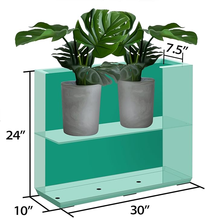 Metallic Heavy Outdoor Planter Box, Span Planter, Long and Tall Divider Planter, 30Lx10Wx24H, Aqua Blue, No Assembly 30.8 Pounds
