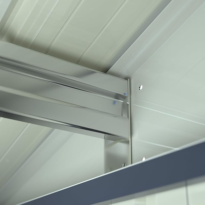 MUPATER Outdoor Storage Shed 4x6 FT, Garden Tool Shed, Metal Lean-to Shed Kit for Backyard Lawn with Lockable Door and Vents, Grey