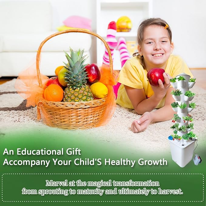 6 Layer 30 Pots Vertical Hydroponic Tower System, Hydroponic Grow Tower Kit with Water Pump & Timer Including & Smart Plug, for Vegetable Herb Fruit, Gardening Lover Plants Grow Kit Tower