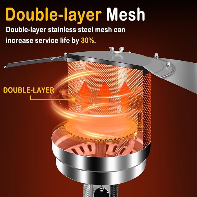 Hykolity 50,000 BTU Patio Heater with Sand Box, Table Design, Double-Layer Stainless Steel Burner, Wheels, Tip-over Protection System, Outdoor Heater for Home and Residential, Brown