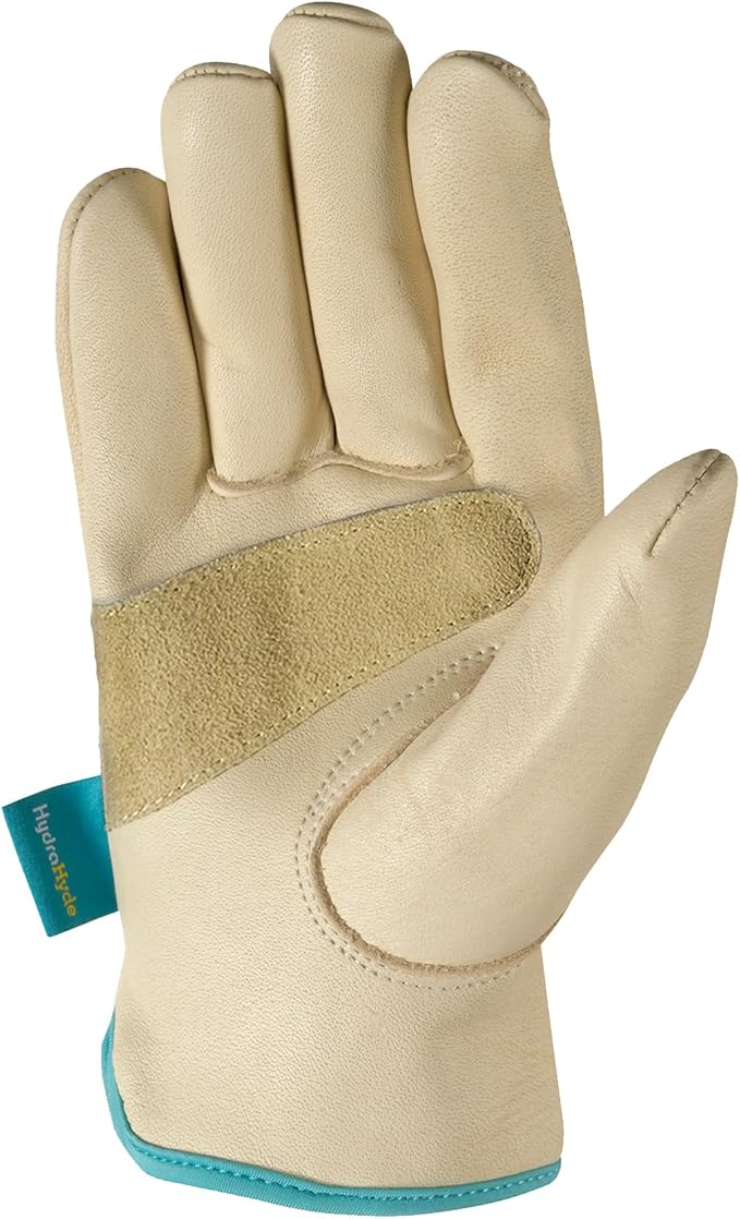 Wells Lamont Women's Water-Resistant Leather Work Gloves | Puncture Resistant, Reinforced, HydraHyde | Medium (1167M), Tan