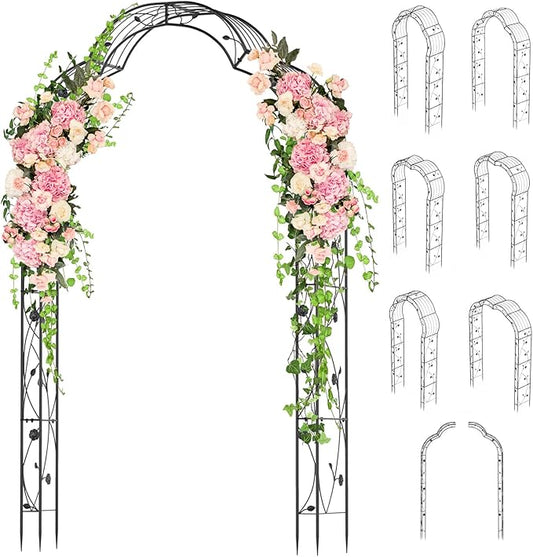 Giantex 2 Half Garden Arch Trellis, 8.2 FT Metal Garden Arbor, 6 Sizes, Easy Assembly, Archway for Climbing Plants Roses Vines, Outdoor Trellis Pergola for Wedding Bridal Party Ceremony Lawn Decor