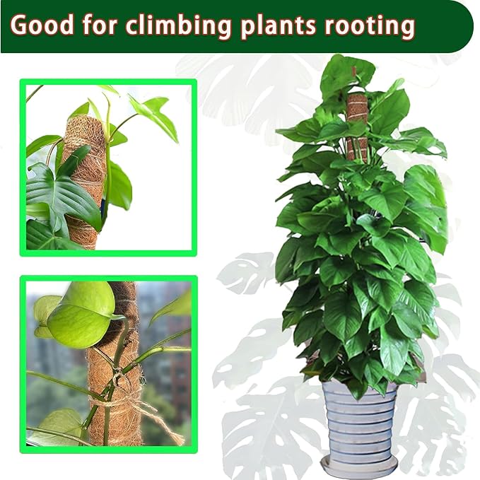 4-Pack 17 Inch Stackable Moss Poles for Monstera & Climbing Plants, Indoor Plant Support Stakes