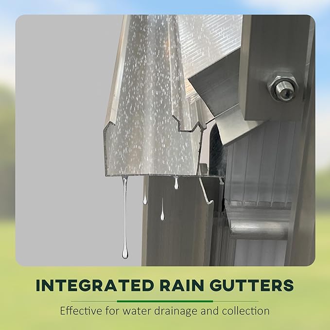 Outsunny 12' x 6' x 6.5' Polycarbonate Greenhouse with Aluminum Frame, Walk-in Heavy Duty Greenhouse with Adjustable Roof Vent, Rain Gutter and Sliding Door for Winter, Silver