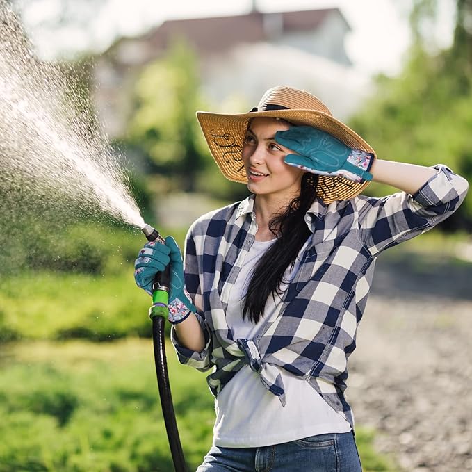 Bamllum Leather Gardening Gloves for Women - Working Gloves for Weeding, Digging, Planting, Raking and Pruning