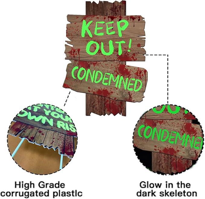 Halloween Decoration Yard Signs Glow in the Dark,3 Pack 15.3"×11.2" Outdoor Solar Decor Scary Zombie Vampire Graves Theme Party Supplies for Outside Garden,Lawn Yard Party Decorations