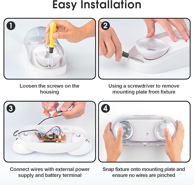 Outdoor Emergency Light with Battery Backup, Exterior Emergency Exit Lights Hardwired, Wet Location LED Egress Lights, Waterproof Commercial Emergency Lighting Fixture, 120-347V, UL Listed(2 Pack)