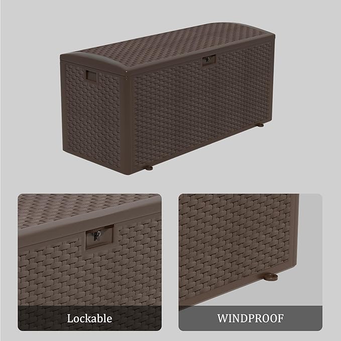 180GAL PRO Brown Blow - Molded Outdoor Deck Box with Lock Hole- Waterproof, SGS - Certified UV Resistance, Professional - Grade Storage for Garden Machinery and Large - Scale Outdoor Equipment