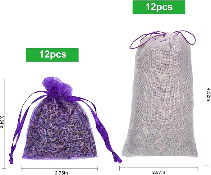 24 Pack Moth Repellent for Closet Lavender Sachet Bags, Cedar Blocks for Clothes Storage, Moth Balls Traps Cedar Lavender Bags sachets for Drawers and Closets, Protect Clothing Drawer Freshener