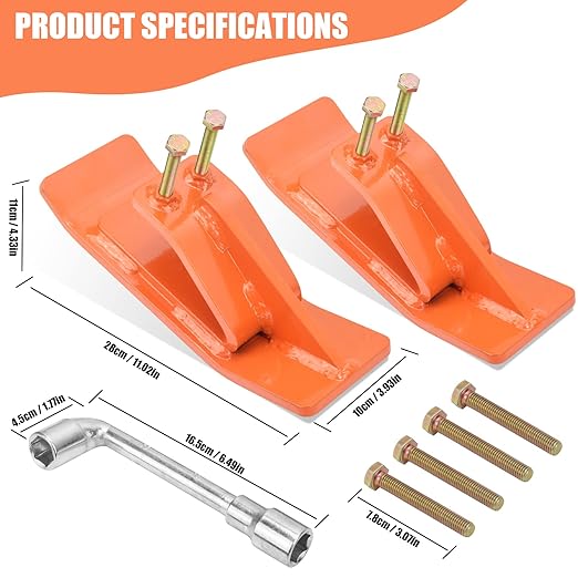 Tractor Bucket Protector(Upgraded Version), 2Pcs Ski Edge Protector, Turf Tamer Skid Protector with Grade8.8 Double Lock Nuts and Bolts, Heavy Duty Steel for Snow Removal Spreading Gravel,Orange