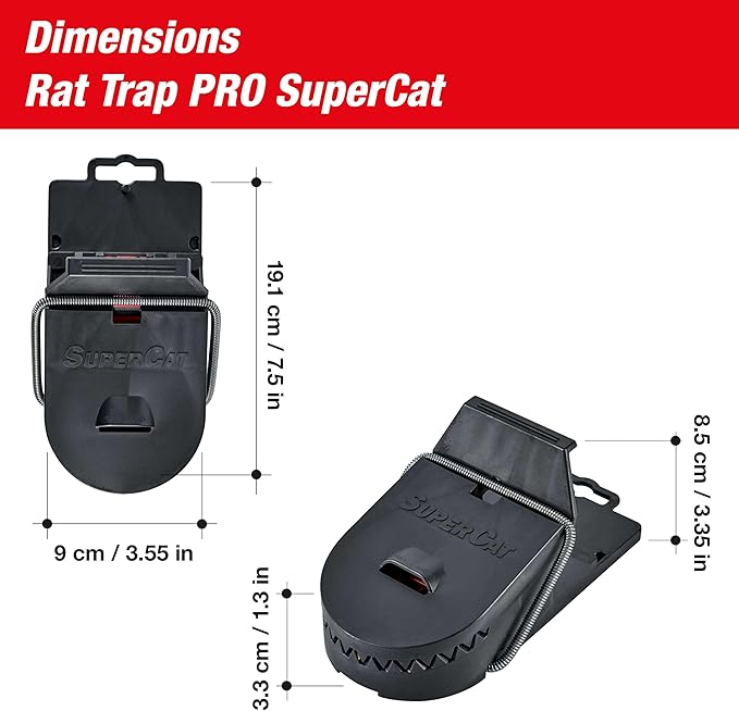 SWISSINNO Rat Trap PRO SuperCat – Large Snap Trap with Precision Trigger – Pre-Baited & Reusable – Instant Catch – Weather-Resistant Swiss Design for Indoor & Outdoor Use – 1 Trap