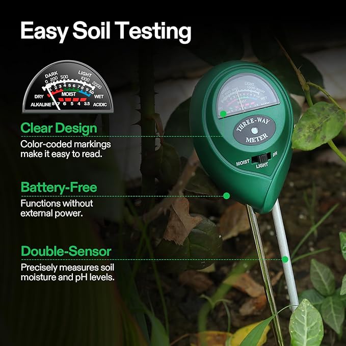 VIVOSUN Digital pH Meter, 3-in-1 TDS/EC/Temperature Meter, 3-in-1 Soil Moisture/pH/Light Tester Combo for Home, Garden and Hydroponics