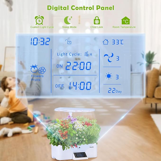Indoor Gardening 17 Pods Hydroponics Growing System Kit Smart Lighting Setting, Herb Garden Planter with Full Spectrum Grow Light Provides Year Round Harvest - White