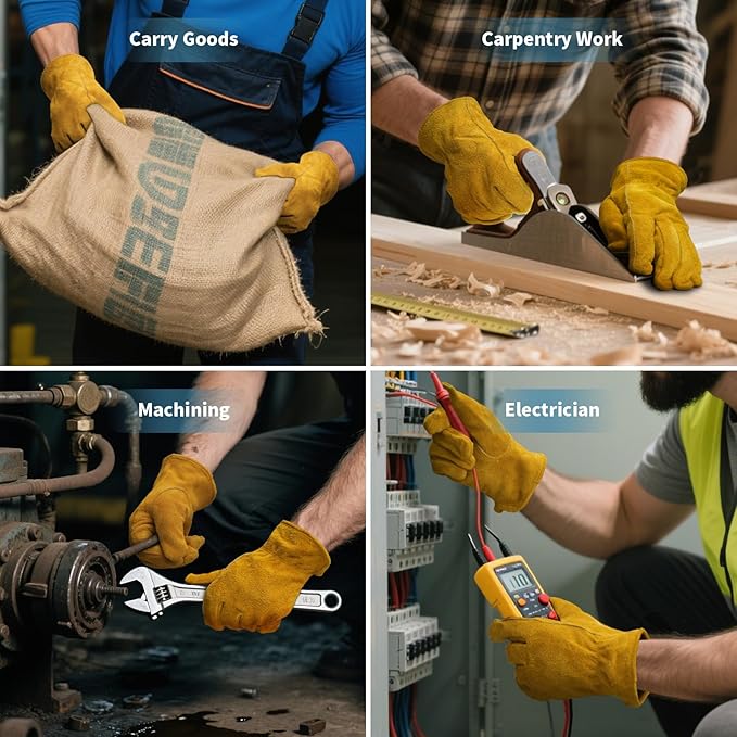 Gardening Work Gloves Leather: Garden Men Women Thorn Proof Cowhide Gardening Gloves for Heavy Duty Yard Work