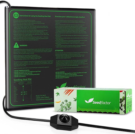 Seedfactor MET Certified Seedling Heat Mat, Adjustable Temperature, Waterproof, Durable Germination Station, Warm Hydroponic Heating Pad, Indoor Home Gardening, Medium Size