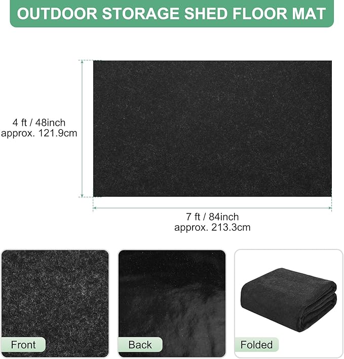 Outdoor Storage Shed Mat, 4x7 FT Waterproof Small Shed Flooring Mat for Patio Furniture Floor Protecting from Wear/Liquid/Dust/Oil, Non-Slip Carport Pad [Grey]