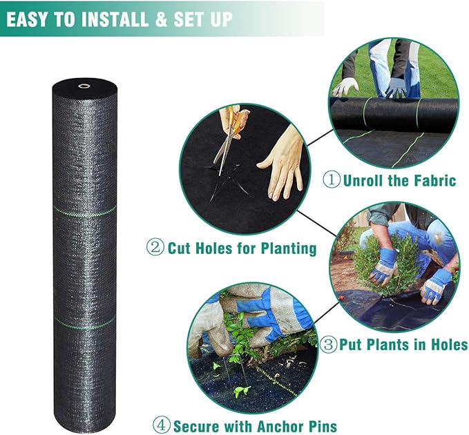 Snail 7ft x 100ft Weed Barrier Landscape Fabric Premium 5oz Pro Heavy Duty Ground Cover Anti-Weed Gardening Mat High Permeability Easy Setup Commercial Outdoor Weed Mat