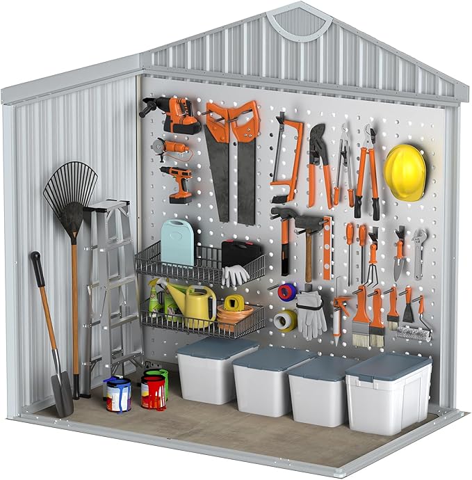 6X4 FT Metal Garden Sheds & Outdoor Storage with Sloping Roof,Lockable Door for Backyard,Patio