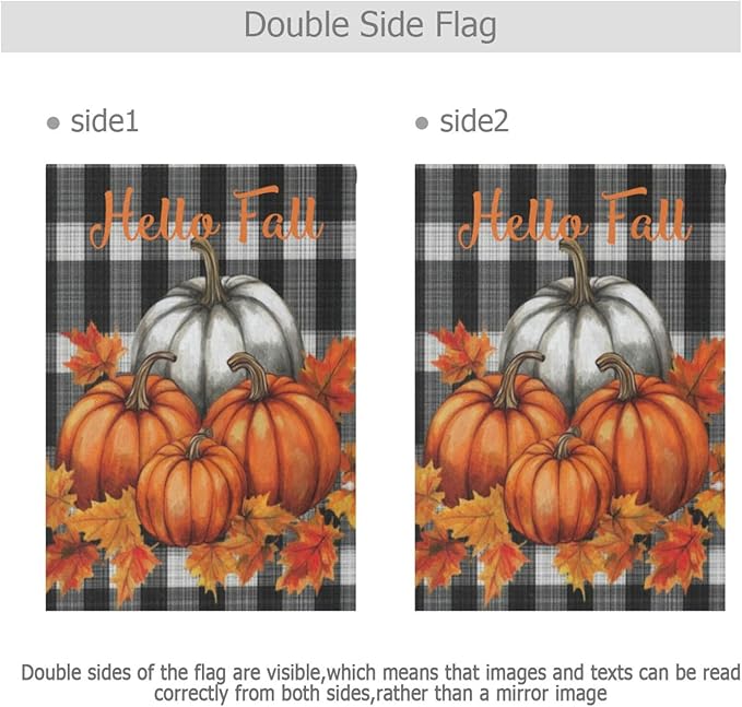 Welcome Fall Buffalo Plaid Welcome Garden Flag 12x18 Inch Buffalo Check Autumn Pumpkin Yard Flags Large Vertical Double Sided House Flag Seasonal Outside Decor for Yard Farmhouse