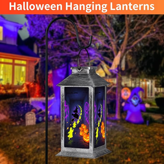 Halloween Decorations Outdoor,Halloween Hanging Decorations,Solar Lantern,Decor for Home Outside Porch Garden Yard Lawn Party Decorations（Witch Pumpkin Tree）