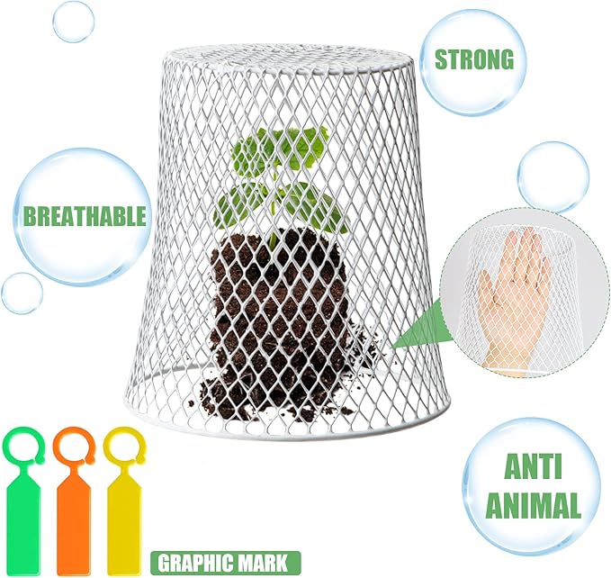 10 Pcs 8inch Chicken Wire Plant Covers Wire Garden Cloches Chicken Wire Cloche Plant Protector Metal Heavy Duty Garden Plant Cloche for Keeping Bunnies Chicken Squirrels Birds Other Out