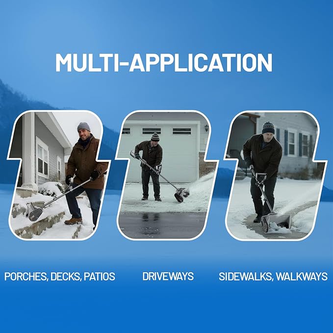 Litheli Cordless Snow Shovel, 20V 12'' Electric Snow Blower for Driveway, Battery Powered Snow Thrower, 4.0Ah Battery Included