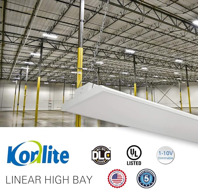 2 Pack Linear LED Bay Ceiling Shop Light - 2 Ft - 105W 5000K 1-10V Dimming 14170 Lumens - Equal to 4 lamp T5 Ceiling Light Fixture - No Maintenance for Life