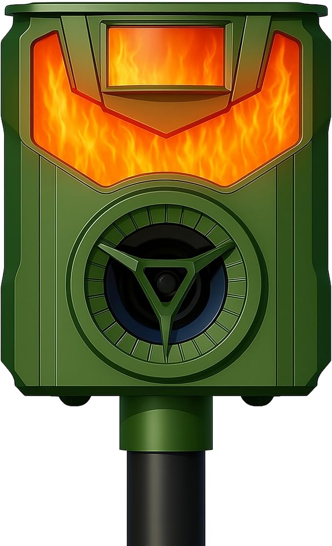 StepsGuard Solar Ultrasonic Animal Repeller – 110° PIR Motion Sensor, 5 Modes, IP44, LED Flash & 90 dB Alarm, Solar + USB-C Recharge | Repels Cats, Dogs, Deer, Squirrels, Raccoons & Birds | 1-Pack