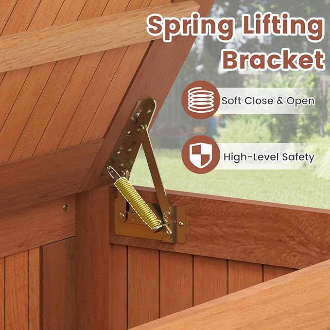 Tangkula 58 Gallon Wood Outdoor Storage Box, 3-in-1 Patio Storage Bench with Flip Top for Cushions, Pool Supplies, Gardening Tools, Outdoor Deck Box for Garden, Backyard, Poolside