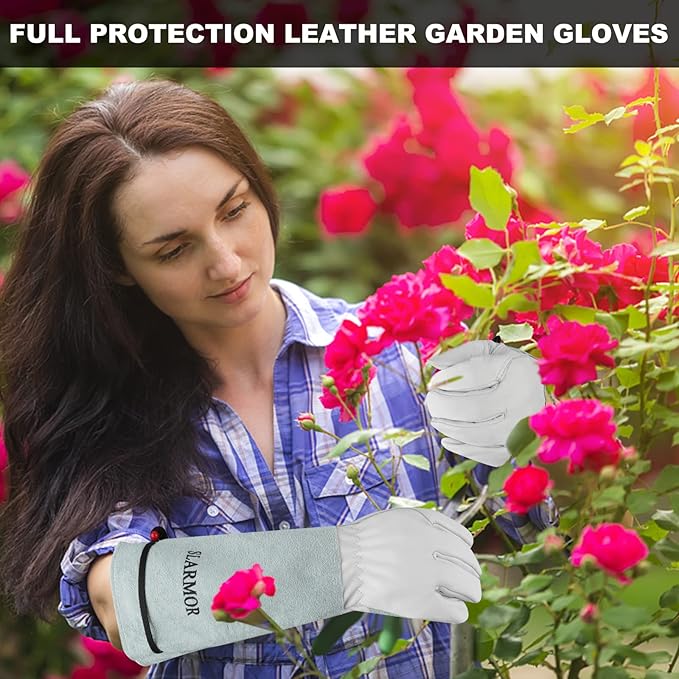 Long-Gardening-Gloves Women/Men-Thorn proof Rose Pruning Heavy Duty Gauntlet-L