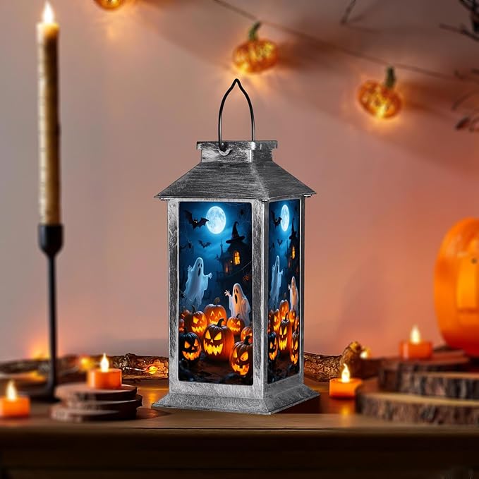 Halloween Decorations Outdoor,Halloween Hanging Decorations,Solar Lantern,Decor for Home Outside Porch Garden Yard Lawn Party Decorations（Ghost Bat Pumpkin）