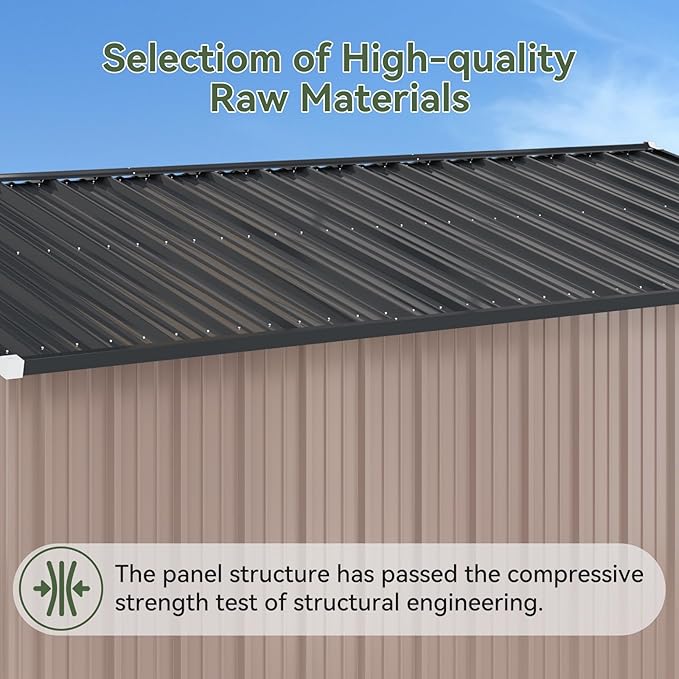 6'x4' Lean to Shed Galvanized Steel Storage Sheds with Side Door Waterproof Utility Shed with Sloped Roof for Mower, Bike, Garden Tools (Brown)
