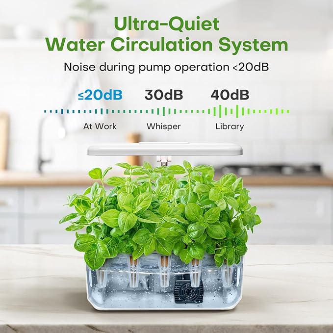 Ahopegarden Indoor Herb Garden Kit with LED Grow Light: 10-Pod Hydroponics Growing System Kit with Auto Timer, Perfect Herb Garden Planter Indoor Kit for Kitchen Home Office Gardening Gift