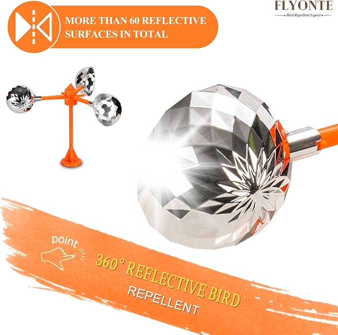 Birds Reflect Deterrent Visual Bird Scarer Deterrent Devices Outdoor Bird Control for Seagull Pigeon Harmless Device to Keep Birds Away from Your Farm Boat (Orange)