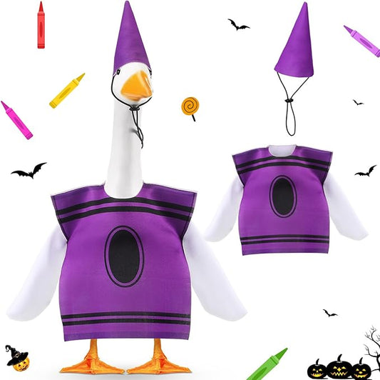 Geyoga Halloween Porch Goose Outfit 23" Classroom Goose Clothes Fall Lawn School Garden Patio Yard Outdoor Decorations(Purple,Crayon)