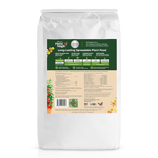Organic Plant Magic - Truly Organic™ Long-Lasting Spreadable Plant Food: All-Purpose Fertilizer Granules for All Flower Vegetable Herb Fruit Tree Shrub Container Garden & House Plants [One 20 lb Bag]