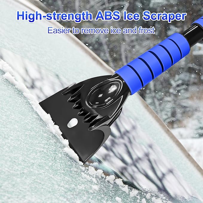 SEAAES 44 Inch Ice Scraper and Snow Brush for Car Windshield, Extendable Snow Removal Brush with Foam Grip for Truck SUV Vehicle Window - Blue