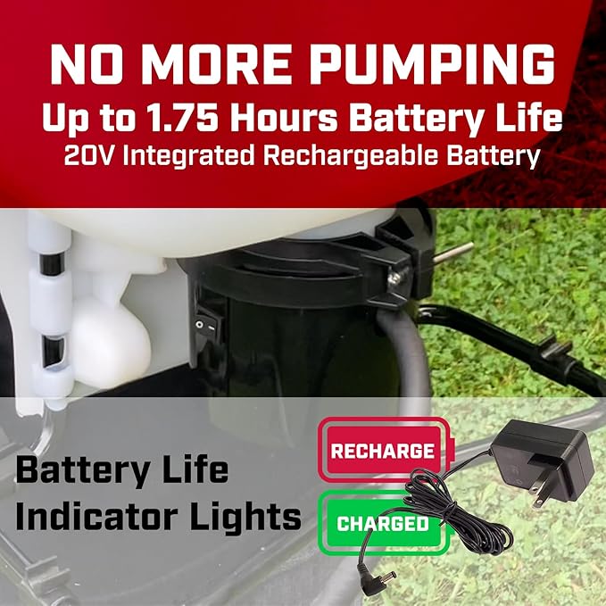 Chapin International 60124 4-Gallon 20V Internal Battery Rechargeable Backpack Sprayer, Made in The USA, 1-Pack, Translucent White