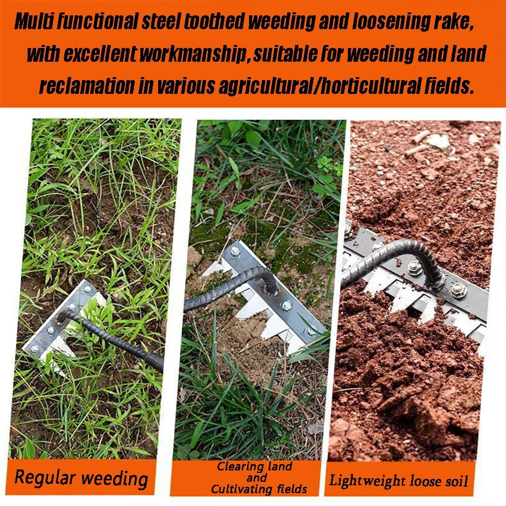 Gardening Hand Weeder Puller Tool, Manual Weeder with Detachable Blade Weeder Puller Tool,High-Carbon Steel Weed Removal Tool for Farm Lawn Garden, 5/6/7/8 Teeth Sizes (6 Teeth)