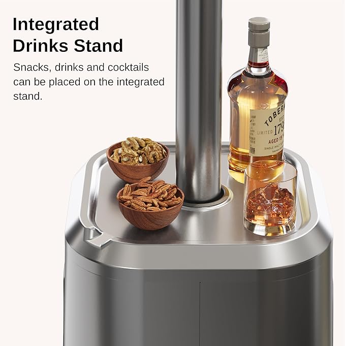 EAST OAK Anti-rust 50,000 BTU Patio Heater for Outdoor Use with Double-Layer Stainless Steel Burner, Square Round Table Design and Wheels, Propane Patio Heater for Home and Commercial, Stainless Steel